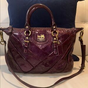 Coach Madison Diagonal Pleated Patent Juliet Leather Satchel